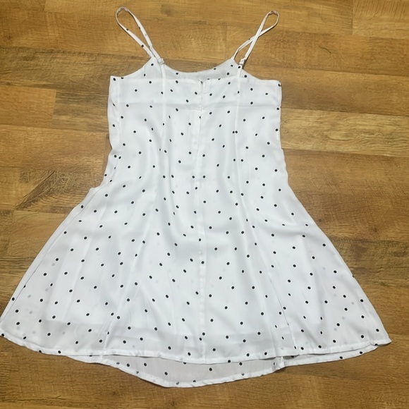 white spaghetti strap polkadot mini dress - Picture 2 of 3